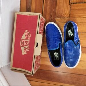 Vans Royal Blue Snakeskin Slip-On Sneakers